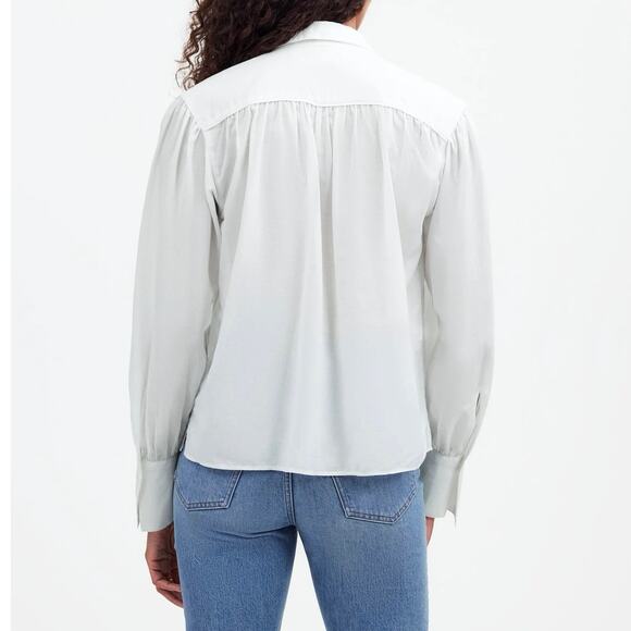 NWT Madewell Easy Long-Sleeve V-Neck Popover Shirt In Eyelet White Size XL - Picture 2 of 11